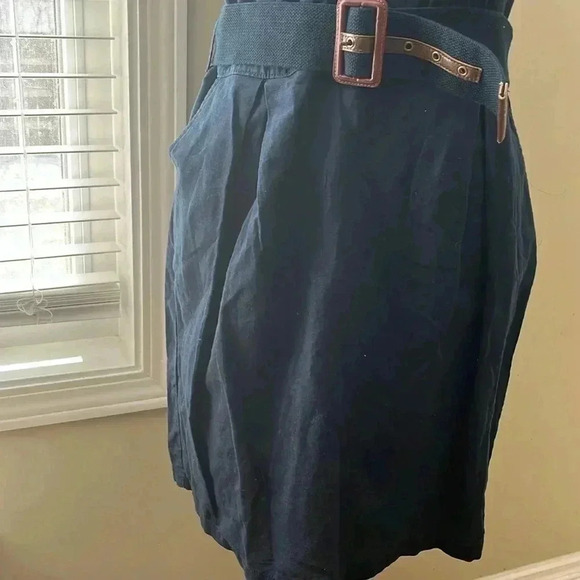 ❤️2/$50❤️[10]MNG Casual Black Linen Blend Short Sleeve Dress Waist Belt - Picture 3 of 10